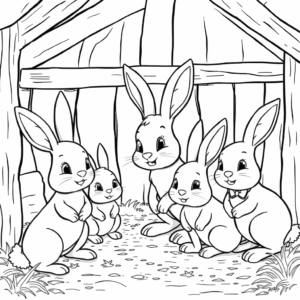 Hasenfamilie im Stall