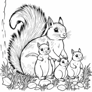 Süße Eichhörnchen Familie