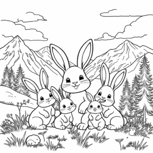 Hasenfamilie in den Bergen