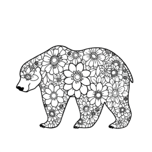 Bär mit Blumen Mandala