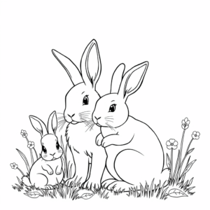 Hasenfamilie im Gras