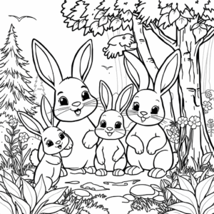 Hasenfamilie im Wald