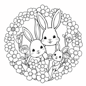 Hasenfamilie Blumen Mandala