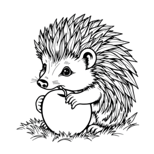 Igel mit Apfel