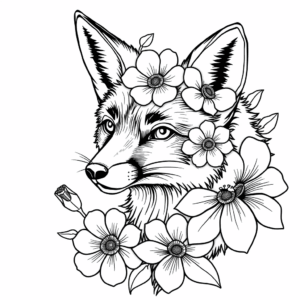 Fuchskopf mit Blumen