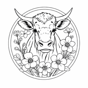 Kuhkopf Blumen Mandala