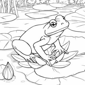 Frosch auf Seerosenblatt