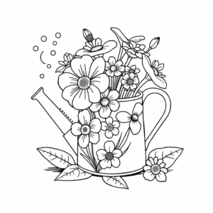 Gießkanne mit Blumen