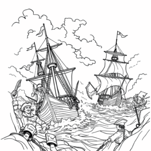 Piratenschiff mit Piraten