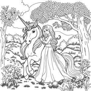 Einhorn mit Prinzessin