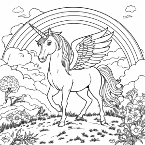 Einhorn mit Flügeln Regenbogen