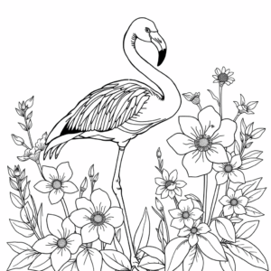 Flamingo mit Blumen